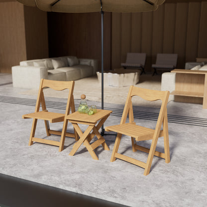 Teak HDPE Adirondack Chair Set for Poolside or Garden