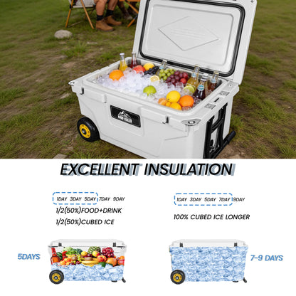 65 Quart White Cooler – Heavy Duty Ice Chest for Camping & Tailgating