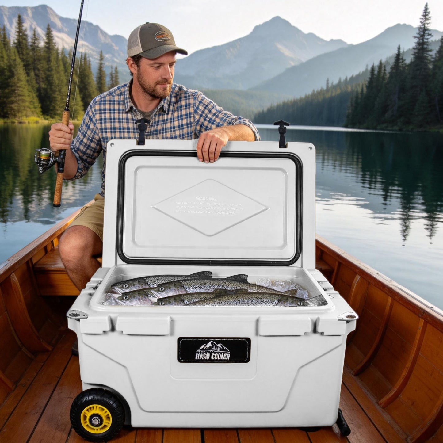 65 Quart White Cooler – Heavy Duty Ice Chest for Camping & Tailgating