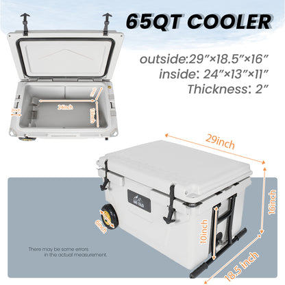65 Quart White Cooler – Heavy Duty Ice Chest for Camping & Tailgating