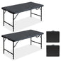 4ft Black Multi-functional Outdoor Folding Leisure Picnic Game Party Table (2-Pack Boxed)