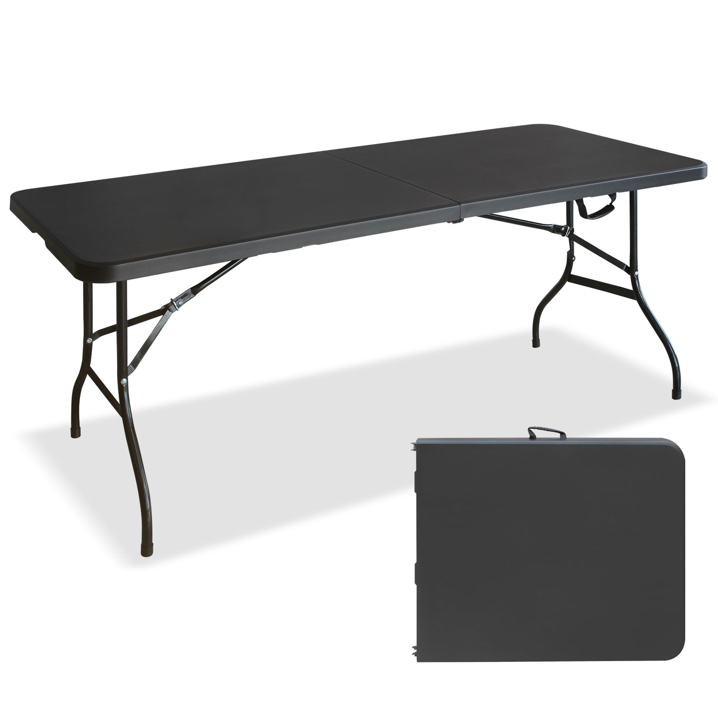 6ft Black Multi-functional Outdoor Folding Leisure Picnic Game Party Table