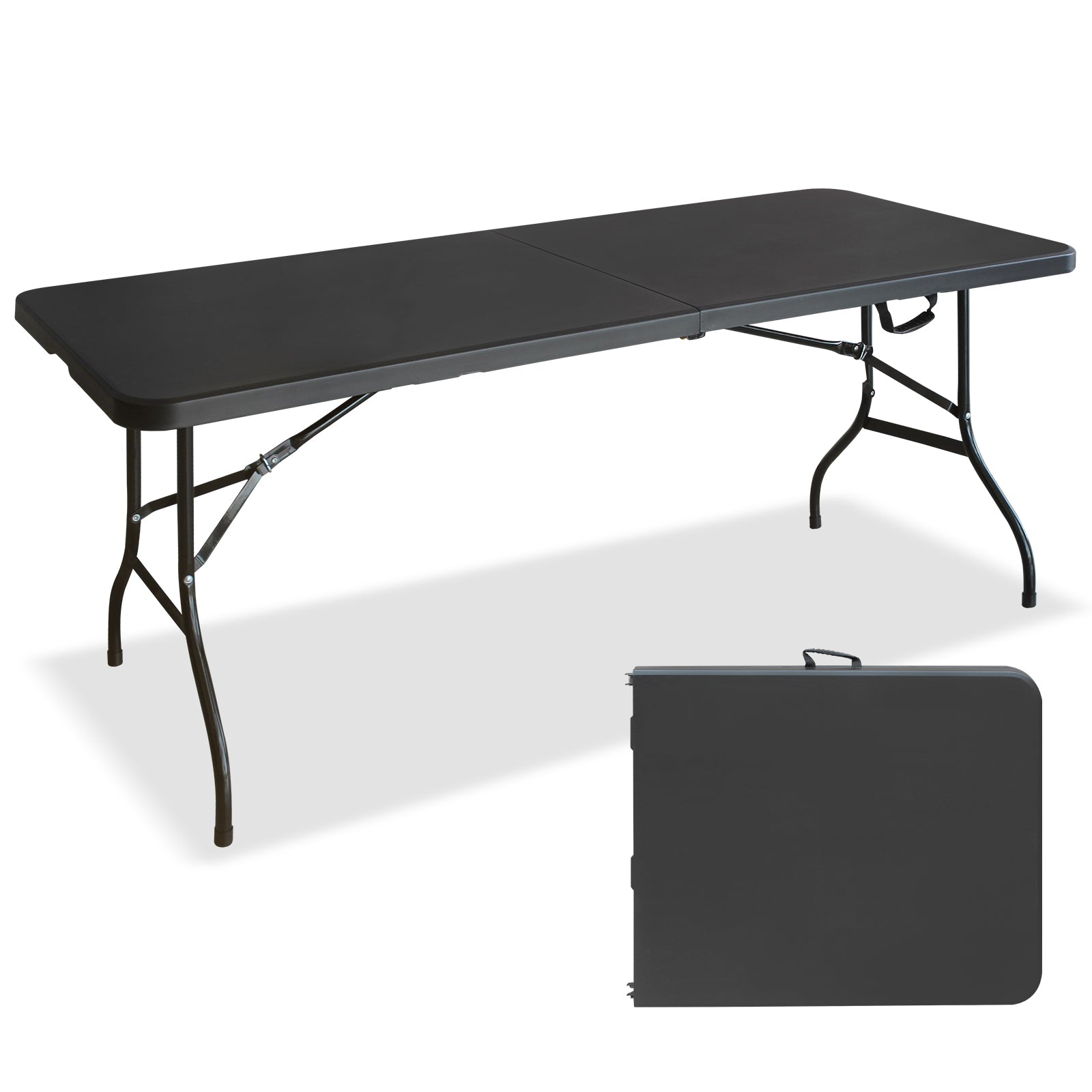 6ft Black Multi-functional Outdoor Folding Leisure Picnic Game Party Table