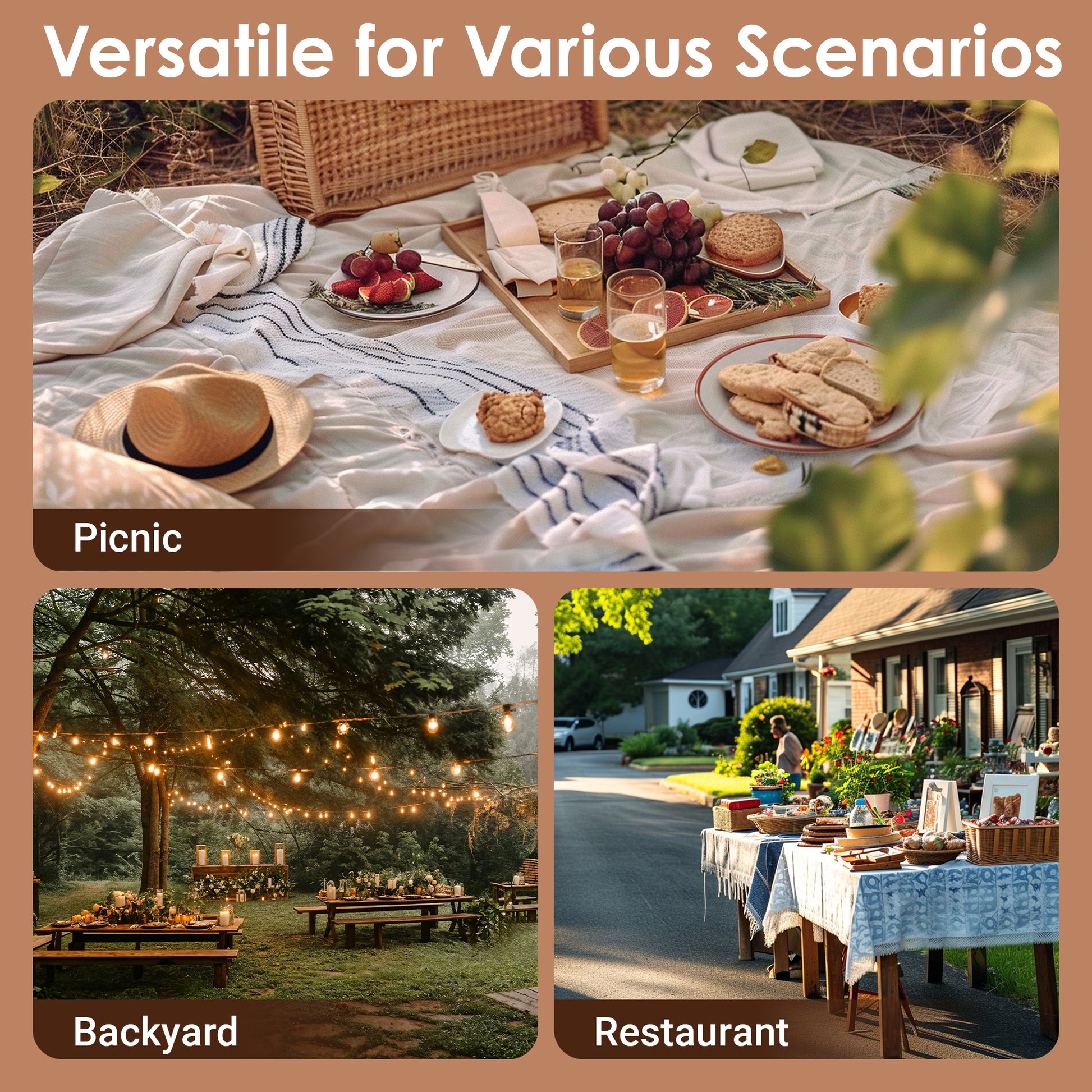 Brown Outdoor Picnic Table Set with Benches for Garden and Patio