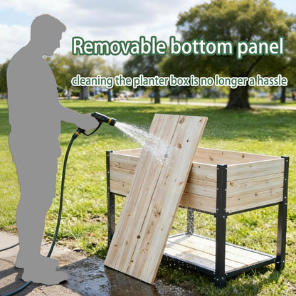 Solid Wood & Iron Raised Garden Bed - Durable, Weather-Ready Planter Box