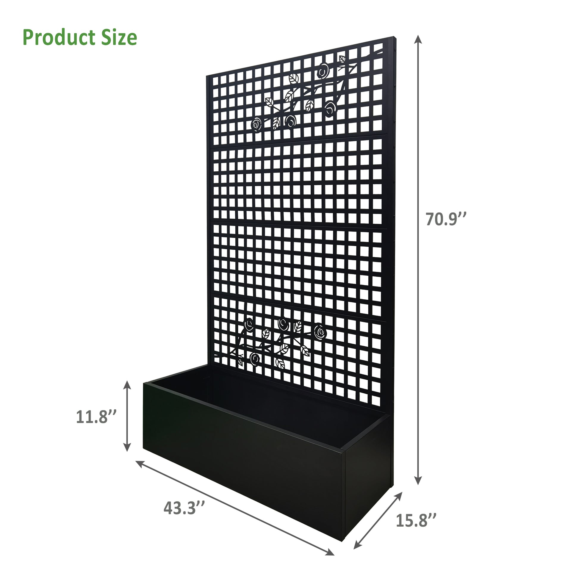 Metal Planter Box with Trellis - 70.9" H Garden Bed