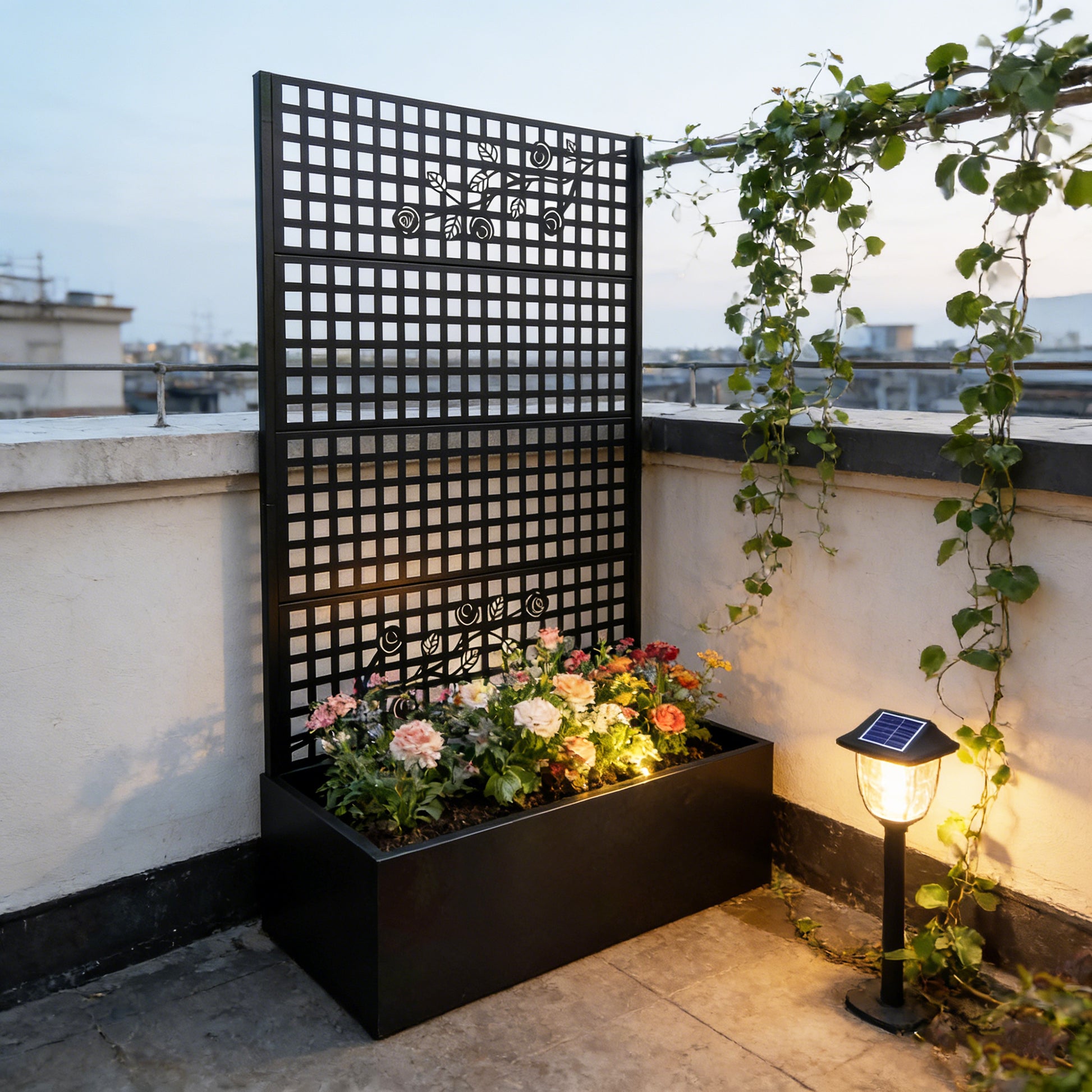 Metal Planter Box with Trellis - 70.9" H Garden Bed