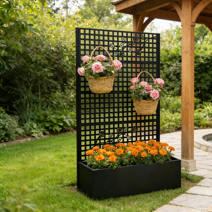 Metal Planter Box with Trellis - 70.9" H Garden Bed