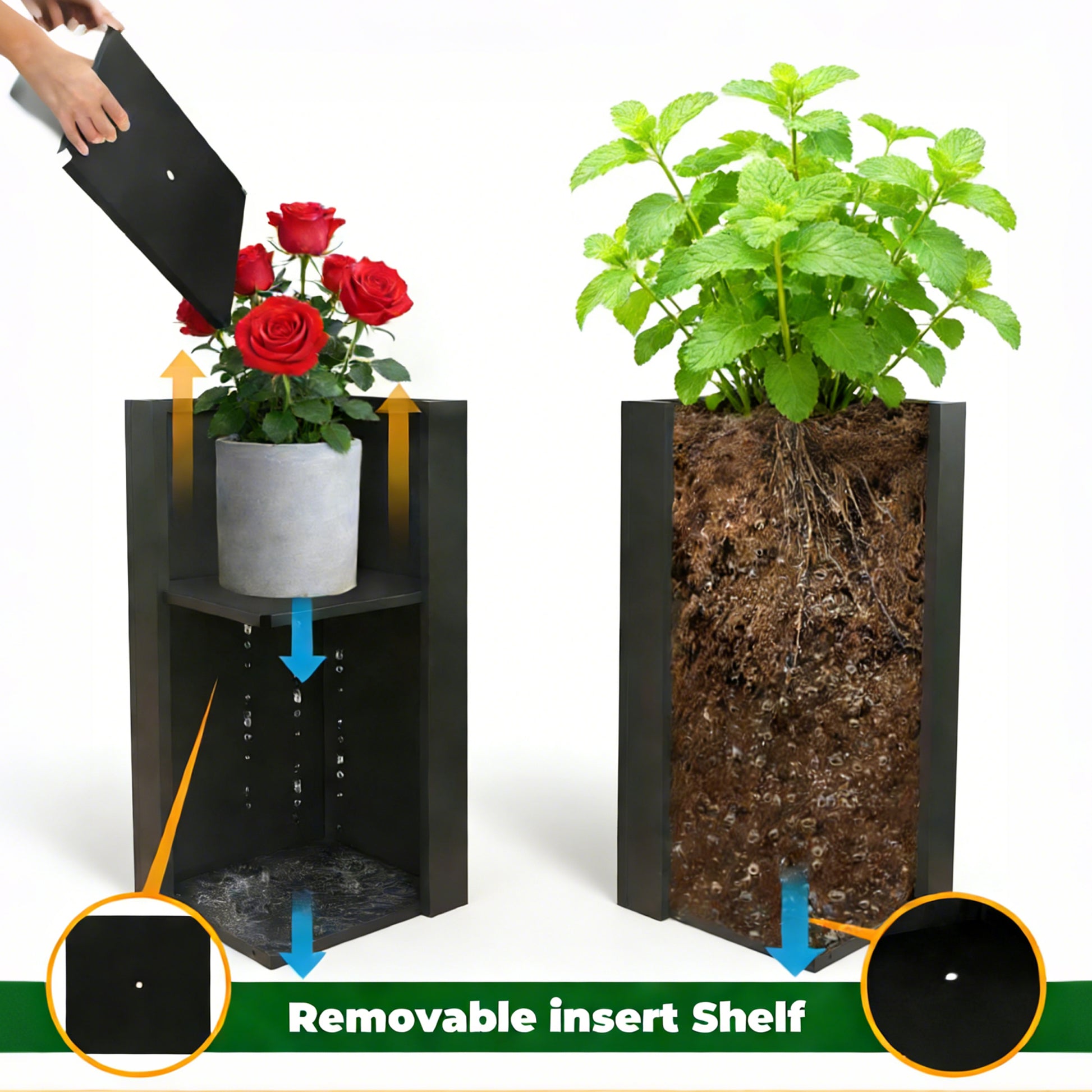 Black Iron Planter Box with Trellis - Outdoor Garden Bed
