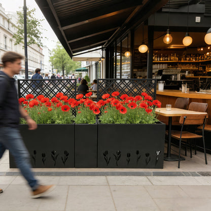Black Iron Planter Box with Trellis - Outdoor Garden Bed