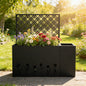 2-Piece Metal Planter Box with Trellis - 23.6in Depth Raised Garden Bed for Outdoor Indoor Use, Rust-Resistant Galvanized Steel Flower Planter with Drainage Holes, Tulip Black