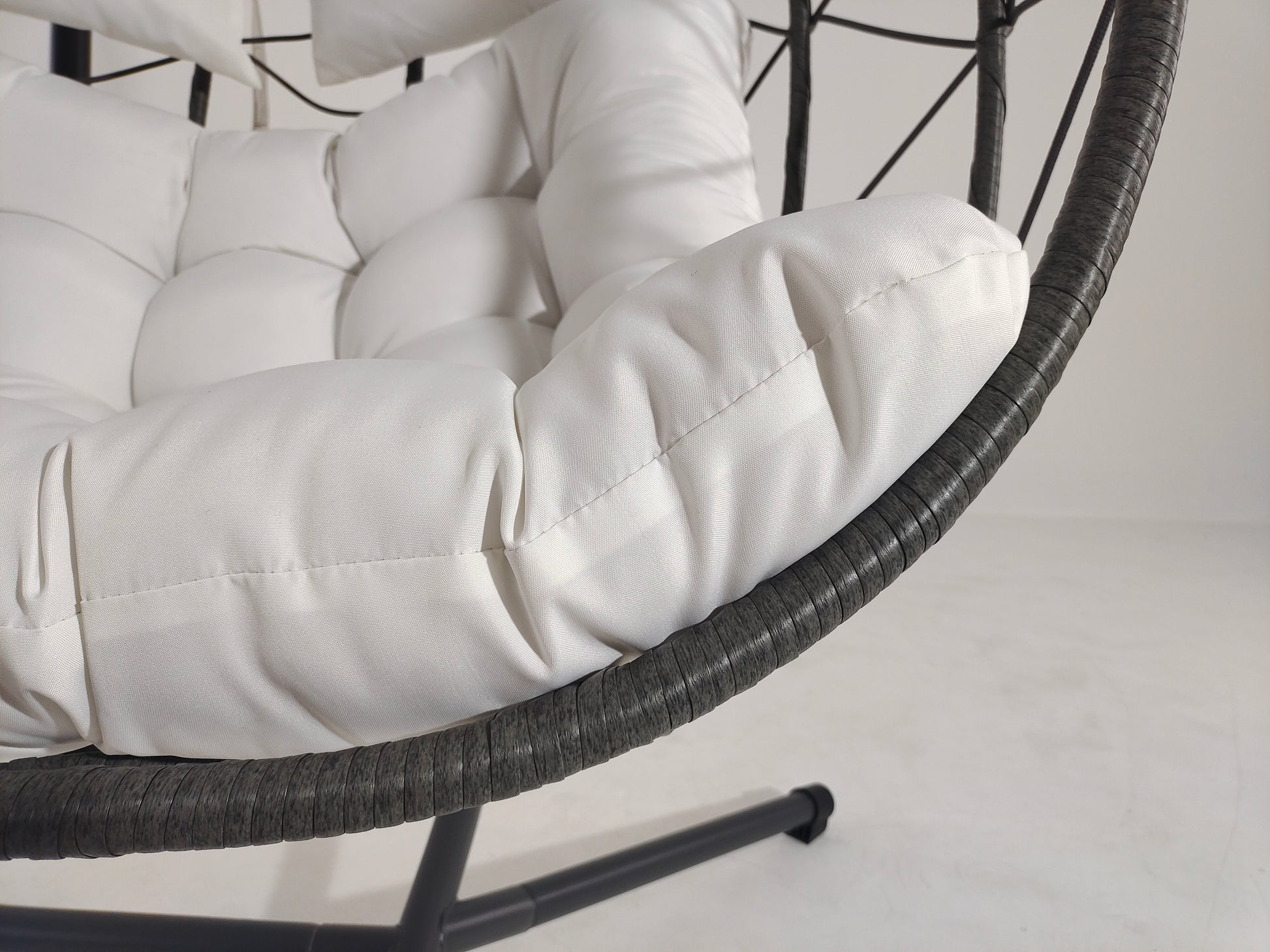 Beige Steel Patio Egg Chair with Stand - Outdoor Swing Chair