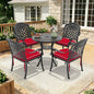 5-Piece Set Of Cast Aluminum Patio Furniture With Black Frame and Red Seat Cushions(same sku:W1710S00046,W1710S00019)