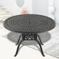 Ø47.24-inch Cast Aluminum Patio Dining Table With Black Frame and Umbrella Hole (same sku: W1710120507)