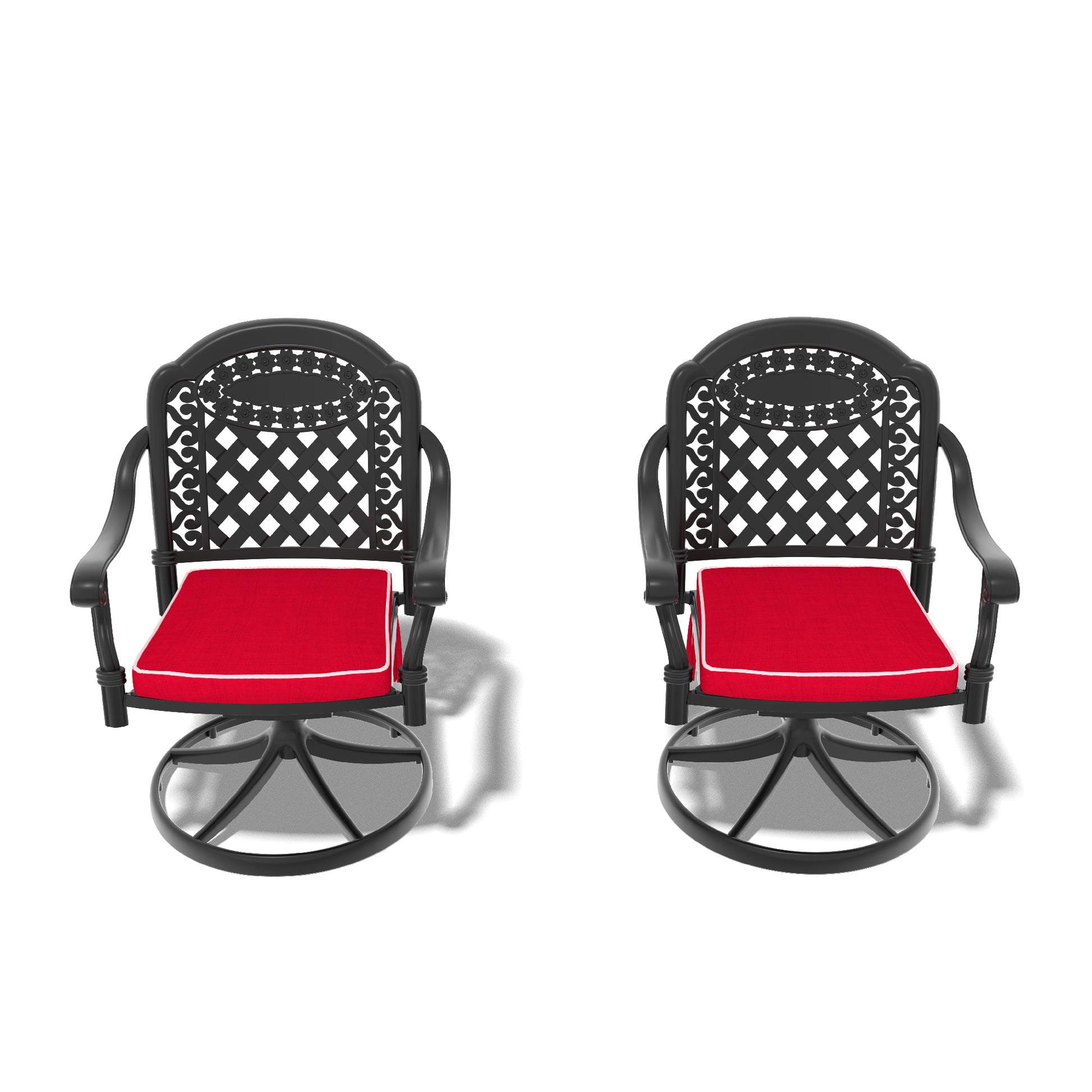 Black Aluminum Patio Swivel Chair Set 2pcs