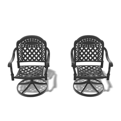 Black Aluminum Patio Swivel Chair Set 2pcs