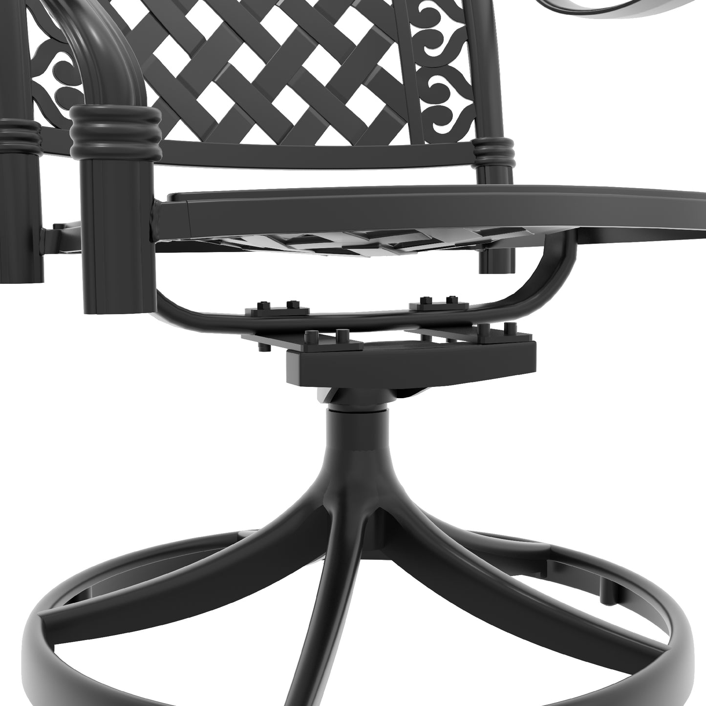 Black Aluminum Patio Swivel Chair Set 2pcs