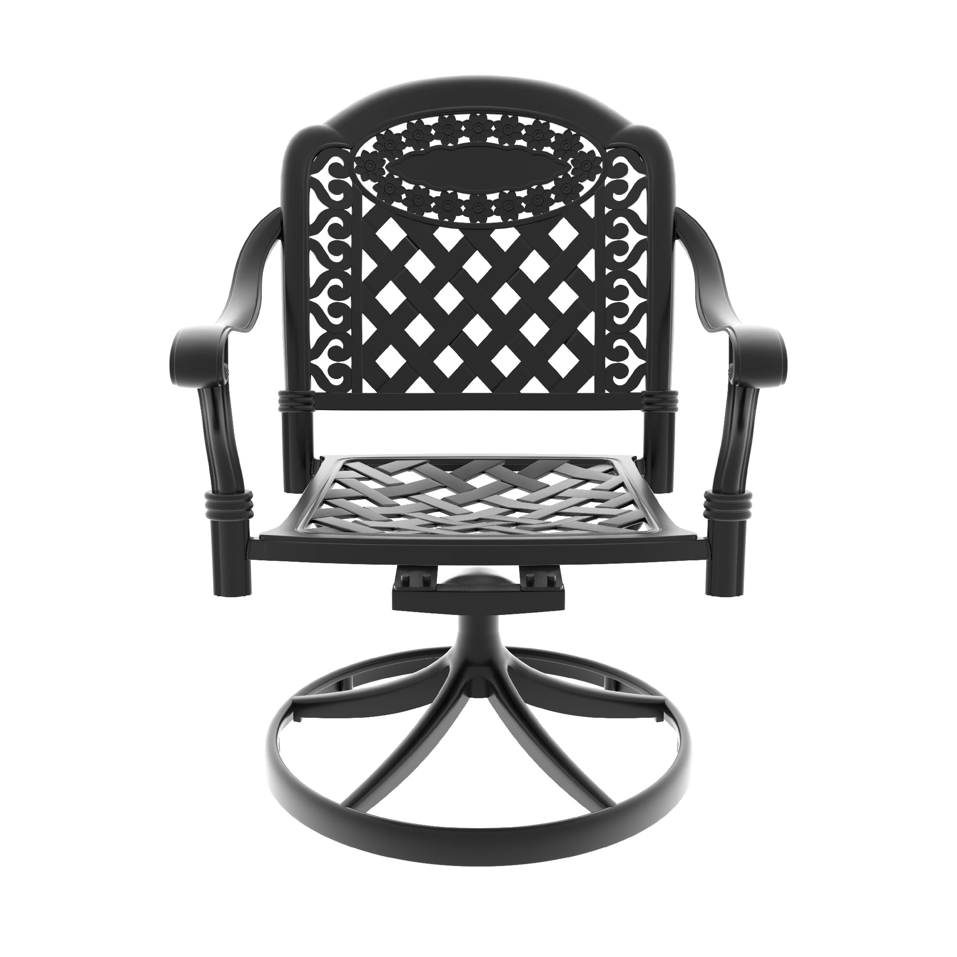 Black Aluminum Patio Swivel Chair Set 2pcs