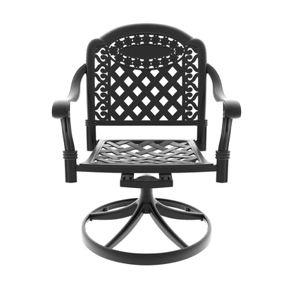 Black Aluminum Patio Swivel Chair Set 2pcs