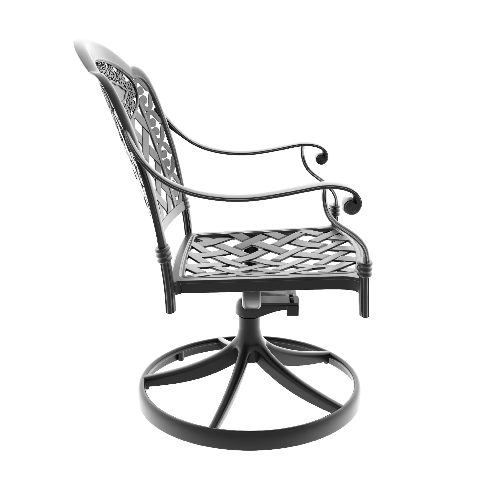 Black Aluminum Patio Swivel Chair Set 2pcs