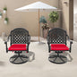 Cast Aluminum Patio Swivel Chair 2PCS With Black Frame and Red Cushions
