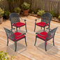 Cast Aluminum Patio Dining Chair 4PCS With Black Frame and Red Cushions (same sku: W1710P166054)