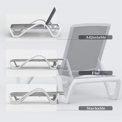 Gray Aluminum Patio Chaise Lounge - Outdoor Pool Chair