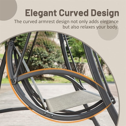 Dark Brown Steel Patio Swing with Canopy for Garden or Poolside Relaxation