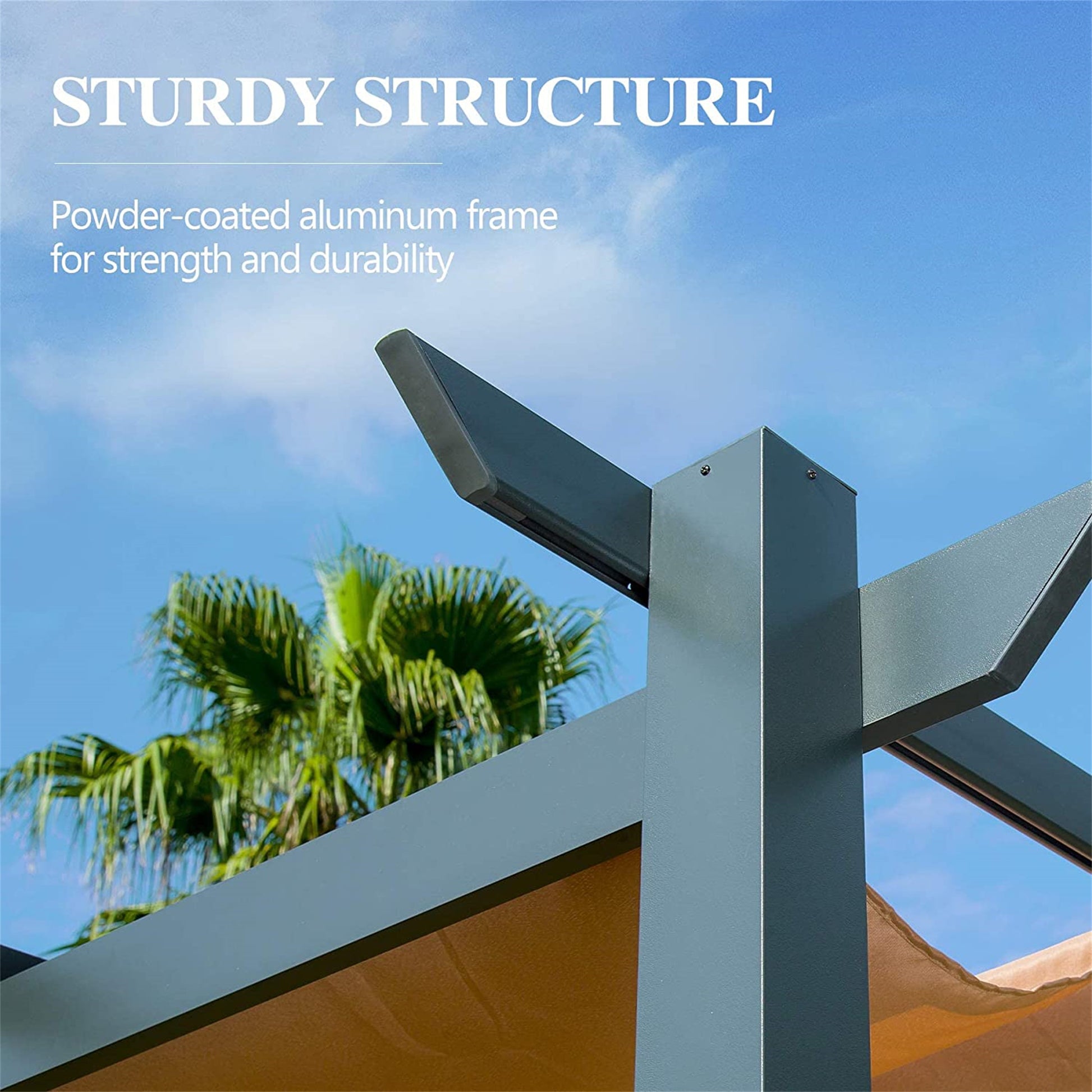 13ft x 10ft Dark Gray Aluminum Retractable Pergola - Outdoor Shade