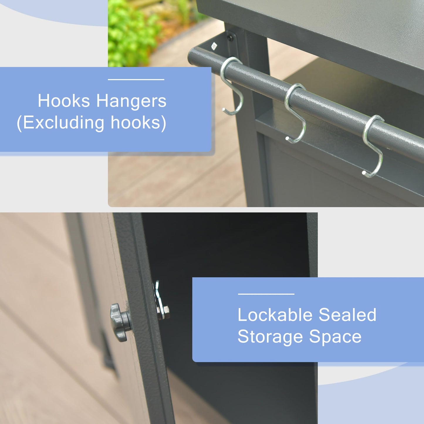 Grey Aluminum Outdoor Grill Cart with Storage Wheels