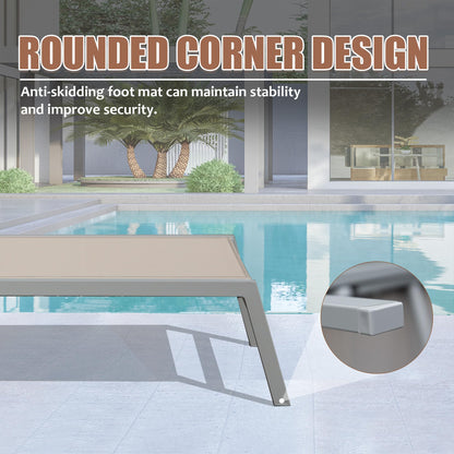 Khaki Aluminum Patio Lounge Chair - 3 Pack