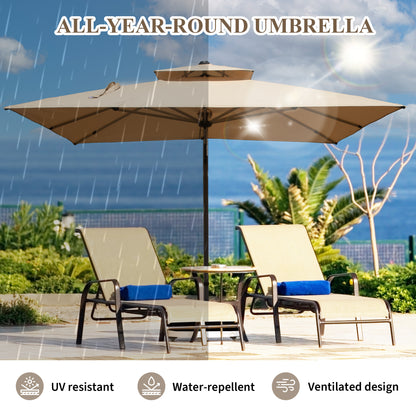 10x10 Square Aluminium Patio Umbrella for Garden & Poolside Use