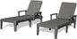 Pool Lounge Chairs Set of 2, Outdoor Lounge Chairs with 6 Positions Backrest Adjustable Armrest, Resin Waterproof Chaise Lounge Outdoor for Poolside Patio Garden Deck