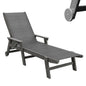 Lounge Chair Outdoor, HDPE Chaise Lounge Outdoor with Wheels, Patio Lounge Chair Adjustable 5-Position Recliner for Patio, Poolside, Yard, Dark Grey