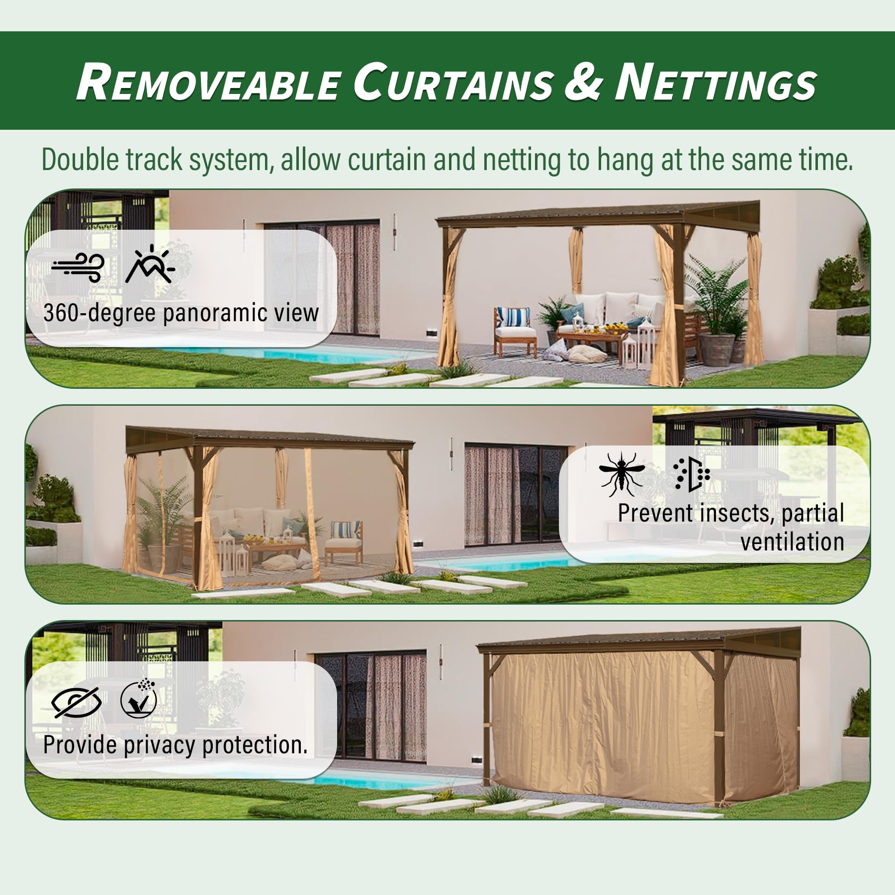 10x14 Garden Gazebo with Steel Roof for Outdoor Relaxation