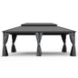 14' X 24' Hardtop Gazebo, Upgraded Metal Gazebo with Drainage System, Dual-Layer Galvanized Steel Roof, Curtain and Netting, Outdoor Shelter Canopy for Patio, Garden, and Backyard, Grey