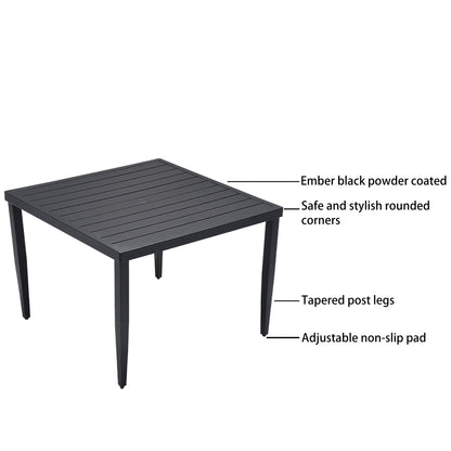 Ember Black Aluminum Patio Table 40" Square Outdoor Dining Set