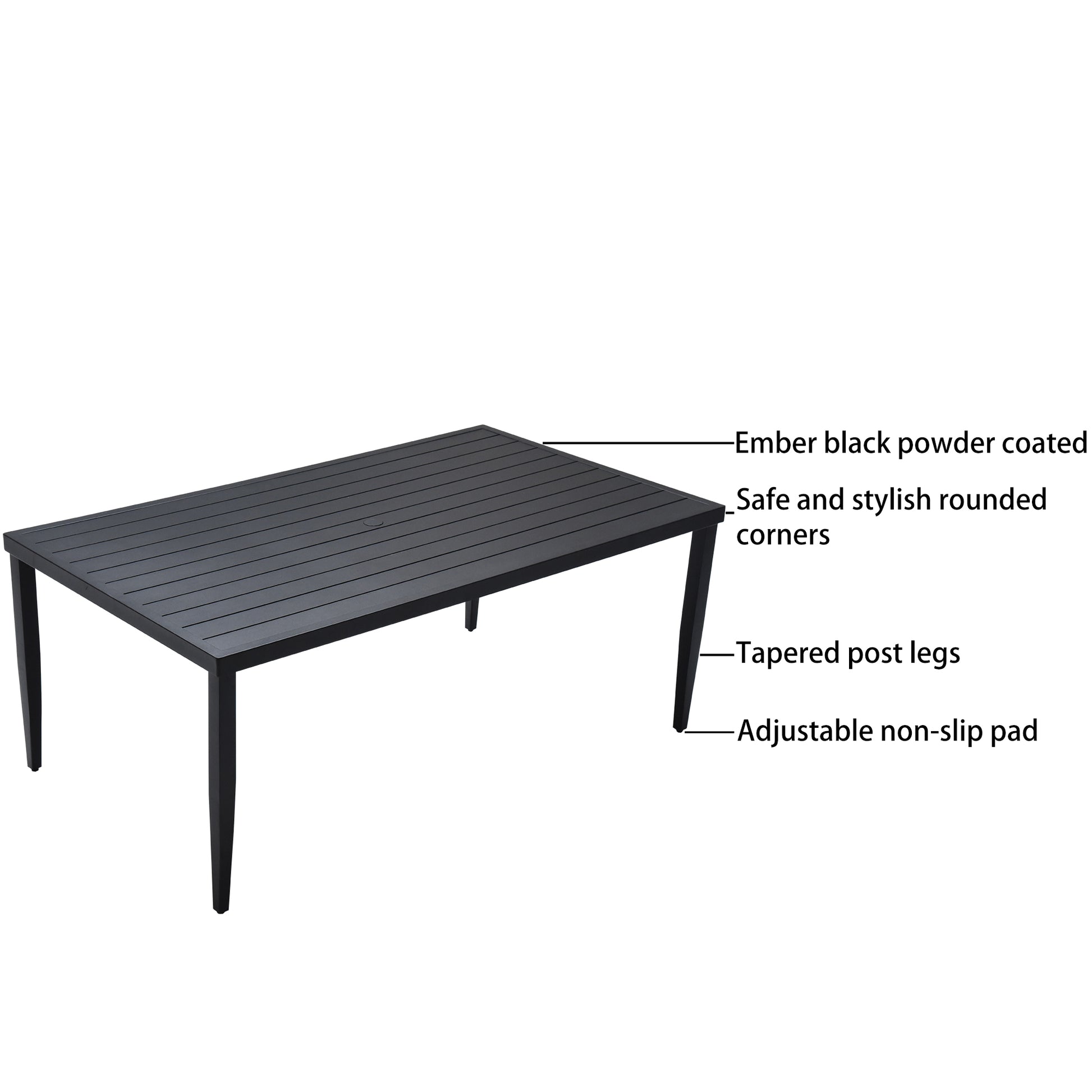 Ember Black Aluminum Outdoor Dining Table - 40" x 70"
