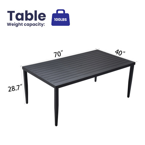 Ember Black Aluminum Outdoor Dining Table - 40" x 70"