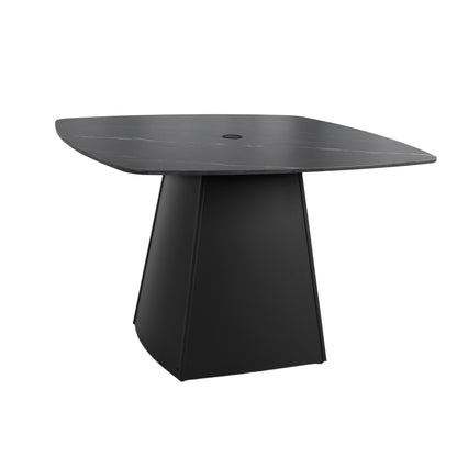 Ember Black Outdoor Dining Table – 44" Rounded Square Patio Set