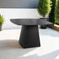 Modern 44" Rounded Square Outdoor Pedestal Dining Table, Black Sintered Stone Top, Flared Pyramid Aluminum Pedestal Base, Weather-Resistant, Rust-Free, for Patio, Deck, Poolside, Balcony – Seats 4