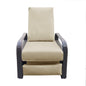 Outdoor Recliner, Automatic Adjustable Wicker Lounge Recliner Chair with Comfy Thicken Cushion, All Weather Aluminum Frame, Brown Wicker + Khaki Cushion