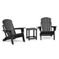 Folding Outdoor Adirondack Chair Set of 2 and Table Set,HDPE All-weather Folding Fire Pit Chair,  Ergonomic Design Patio Lawn Chair for Outside Deck Garden Backyardf Balcony, Black