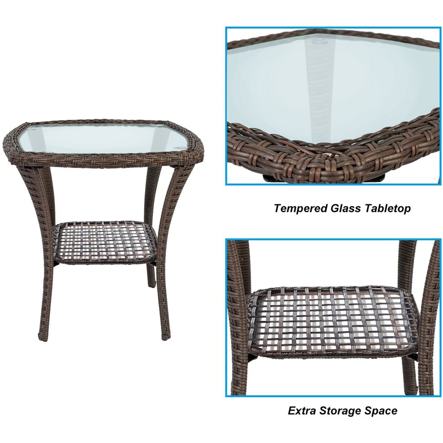 Brown Steel Outdoor Side Table - 20" x 20"