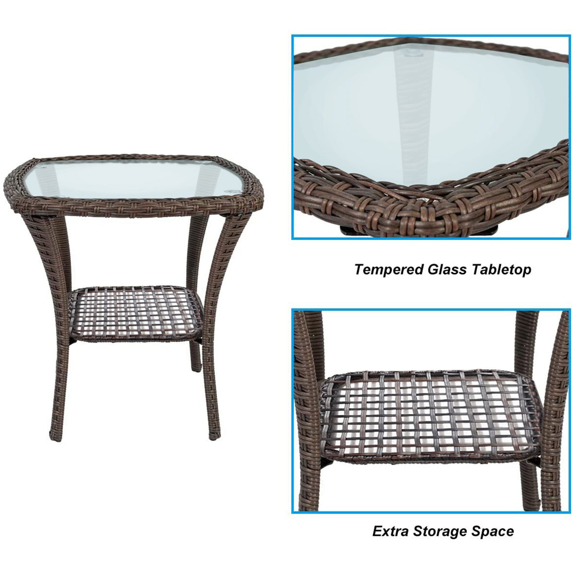 Brown Steel Outdoor Side Table - 20" x 20"