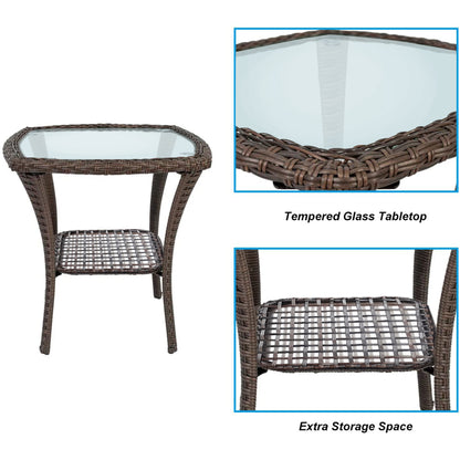 Brown Steel Outdoor Side Table - 20" x 20"