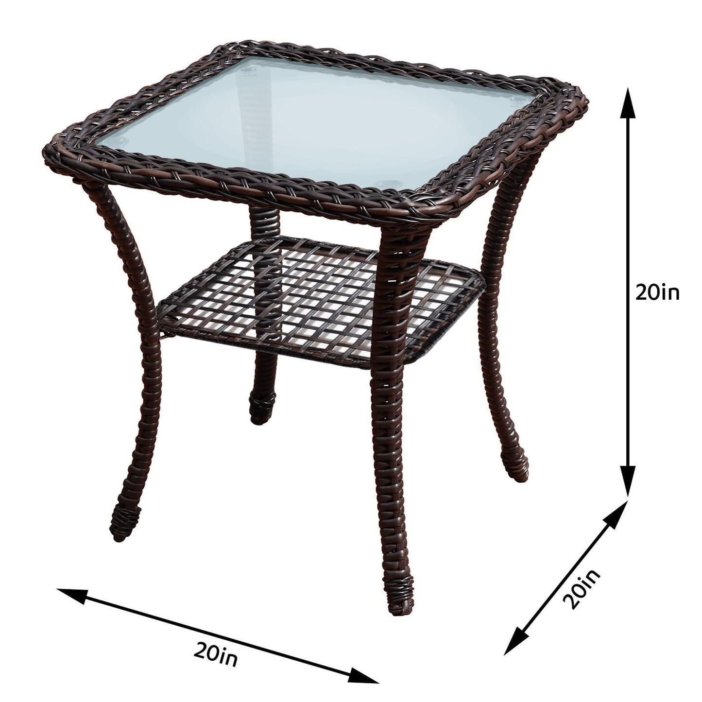 Brown Steel Outdoor Side Table - 20" x 20"