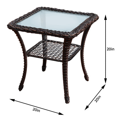 Brown Steel Outdoor Side Table - 20" x 20"