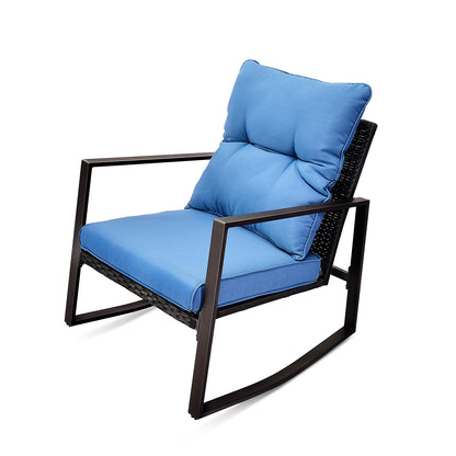 Blue 2-Person Patio Bistro Set Outdoor Dining Table with Cushions