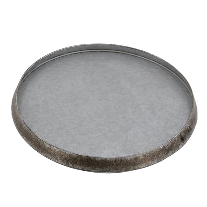 Antique Gray Iron Drum Side Table - 22.5" Diameter